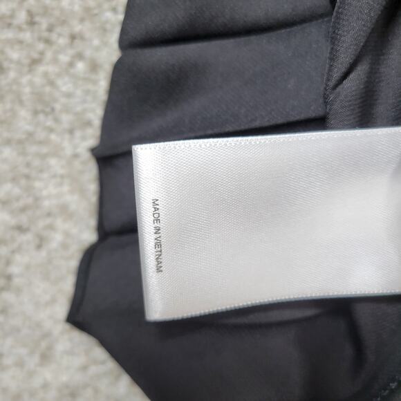 Express Pleated‎ Dress Womens S Black Silky Satin Puffy Sleeve Smock Waist Flowy - Picture 7 of 16